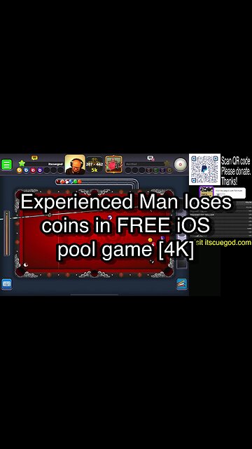 Experienced Man loses coins in FREE iOS pool game [4K] 🎱🎱🎱 8 Ball Pool 🎱🎱🎱