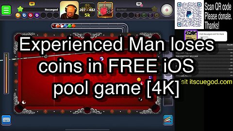 Experienced Man loses coins in FREE iOS pool game [4K] 🎱🎱🎱 8 Ball Pool 🎱🎱🎱