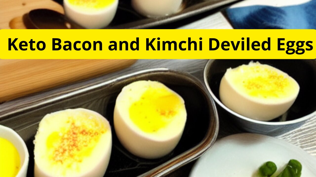 keto bacon and Kimchi Deviled Egg