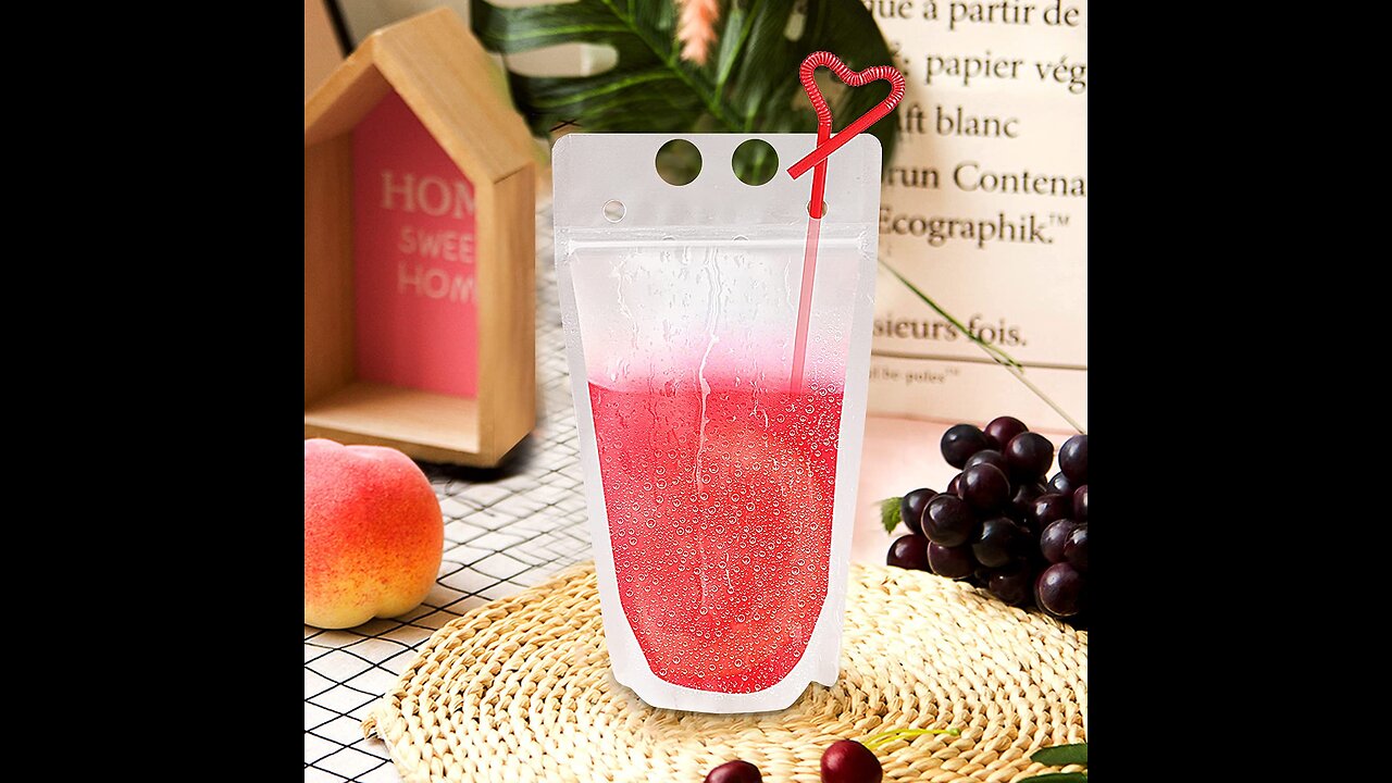 30Pcs Drink Pouches with Individual Package Straws Translucent Frosted Reclosable Zipper Juice...