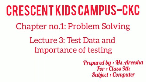 Class 9 Computer Lecture 3 Test Data and Importance of testing