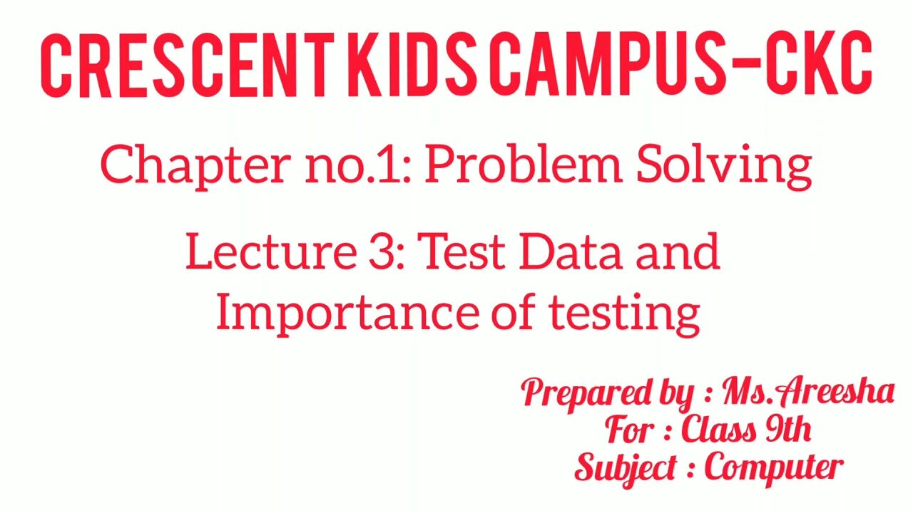 Class 9 Computer Lecture 3 Test Data and Importance of testing
