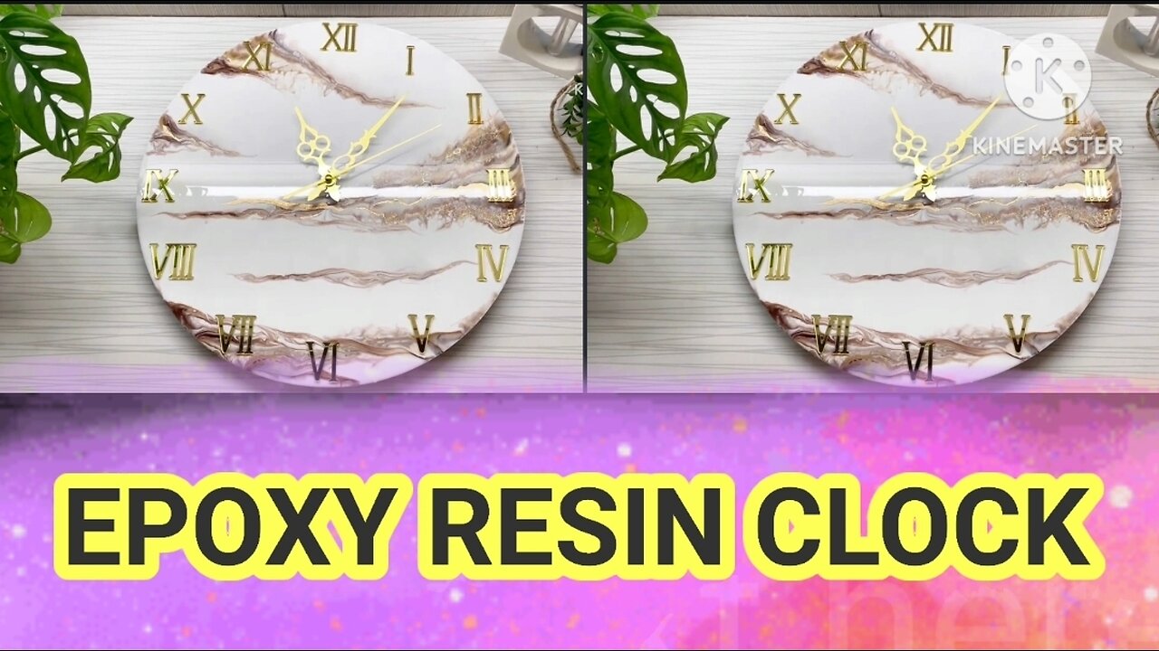 DIY. Epoxy Resin Wall Clock White And Golden Art