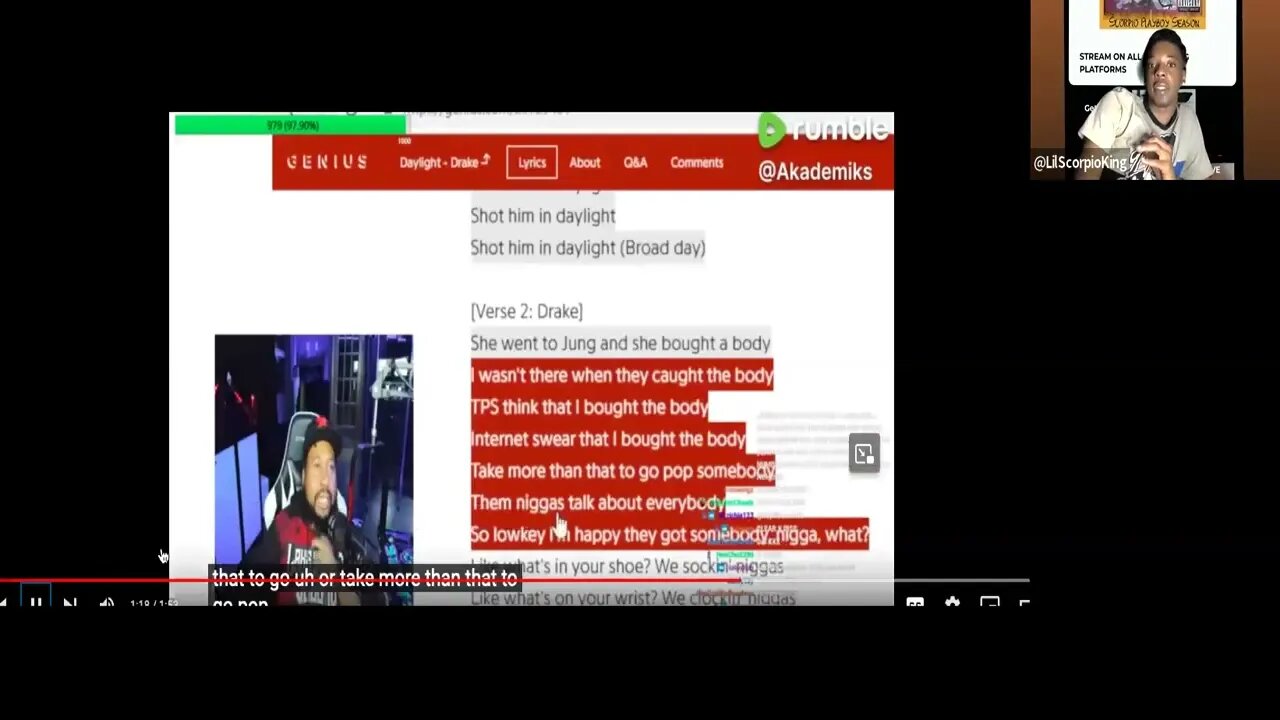 Lil Scorpio King Reacts To X Diss? DJ Akademiks speaks on People pointing out some Drake Lyrics