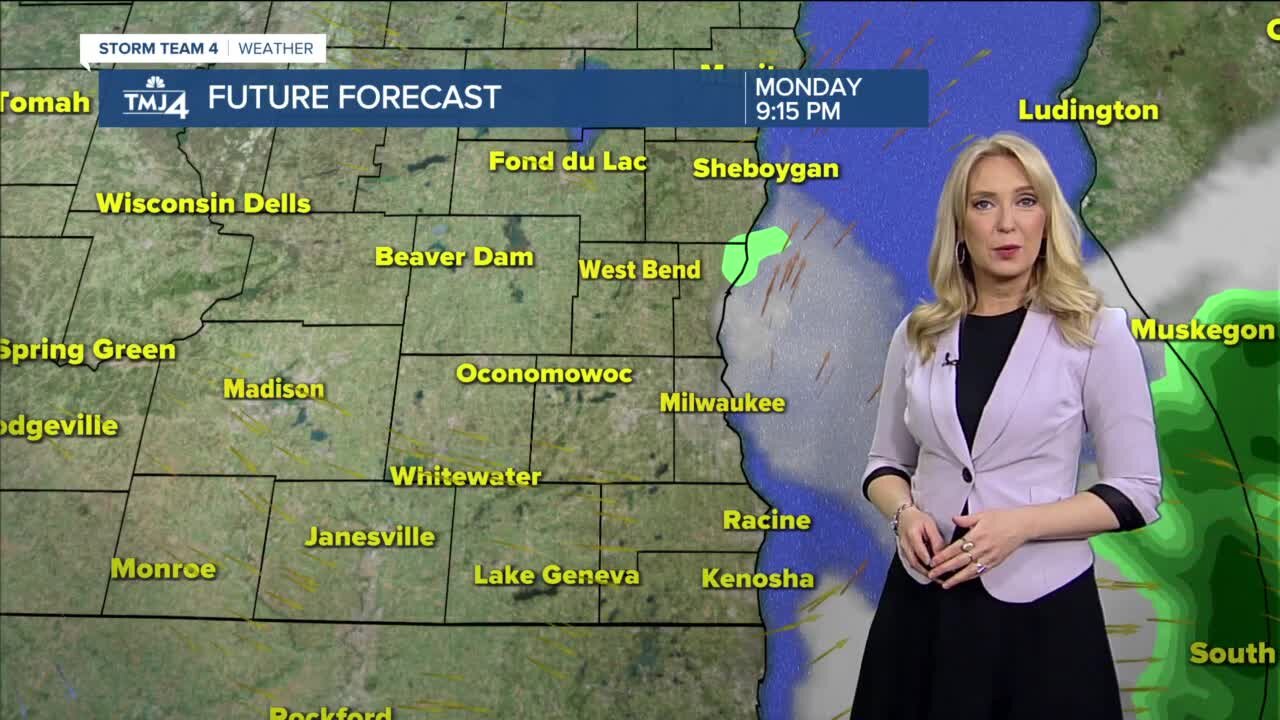 Isolated showers late, clearing Monday