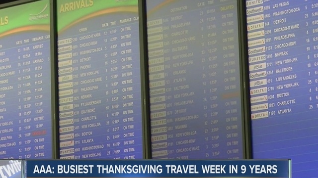 AAA reports this Thanksgiving holiday may be busiest in 10 years