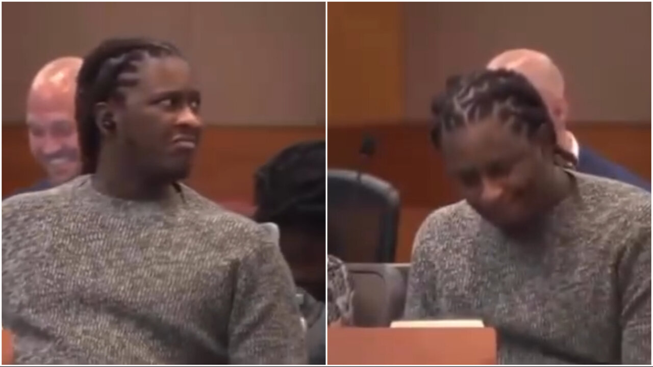 Young Thug listening to Future & Metro's new album while in court