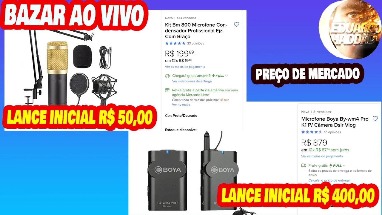 LAPELA BOYA SEM FIO E MICROFONE CONDENSADOR LANCE DE 50,00