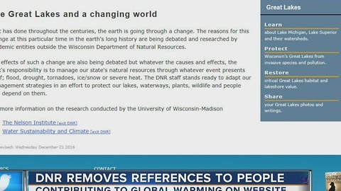 DNR removes wording saying humans cause climate change