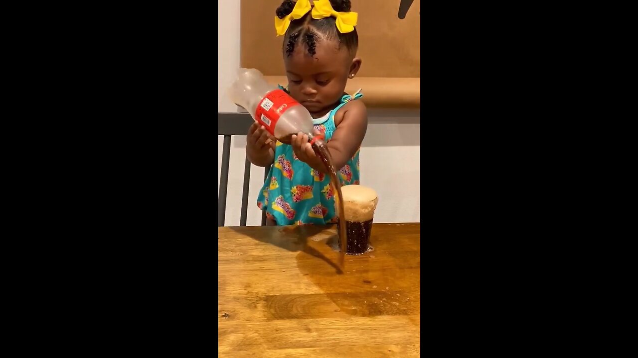 Cute Baby Pours Soda 🥤 | Least She got some into the cup 😍😍