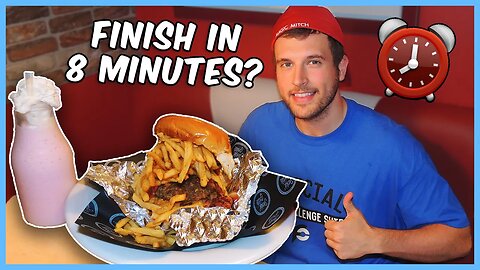 I HAVE 8 MINUTES TO FINISH THIS BACON CHEESEBURGER EATING CHALLENGE!!!