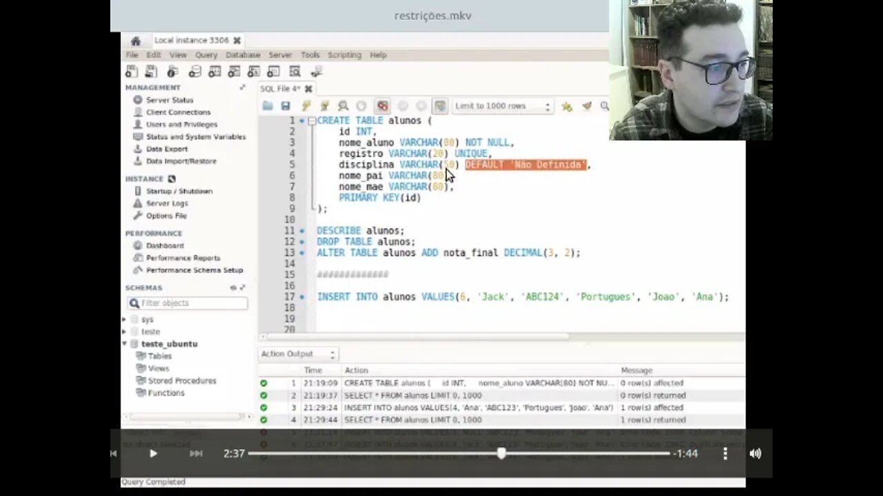 Aula 10 - SQL Constraints - Regras e restrições