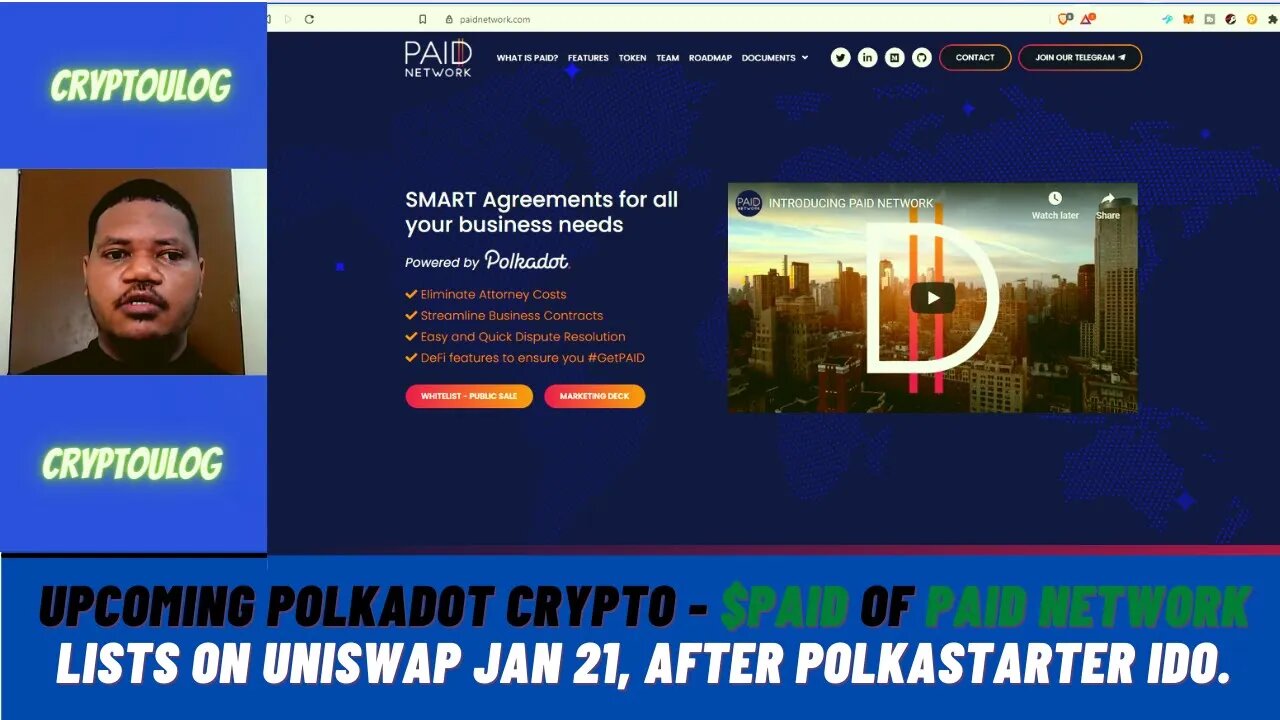 Upcoming Polkadot Crypto - $PAID Of PAID Network Lists On Uniswap JAN 21, After Polkastarter IDO.