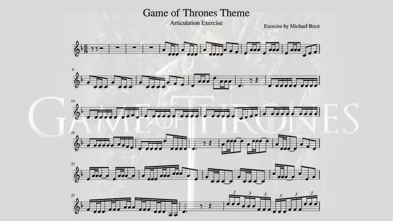 Trumpet Articulation [SINGLE/TRIPLE/DOUBLE TONGUE] Exercise with the Games of Thrones Theme