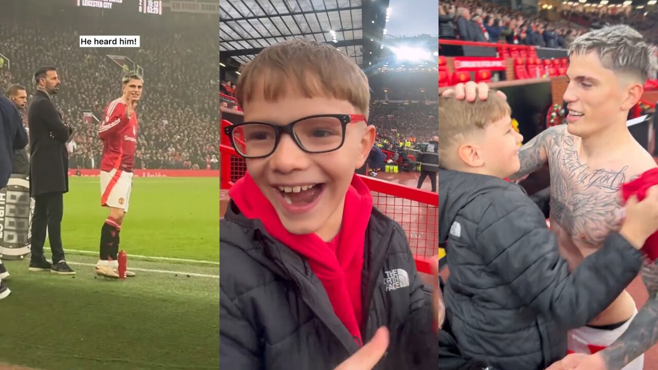 Alejandro Garnacho Gift His Shirt to the Kid Singing His Name when He Subbed On