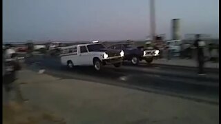 Chevy Luv truck Vs Purple Beast Wheels Up Action