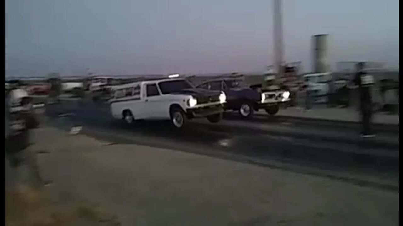 Chevy Luv truck Vs Purple Beast Wheels Up Action