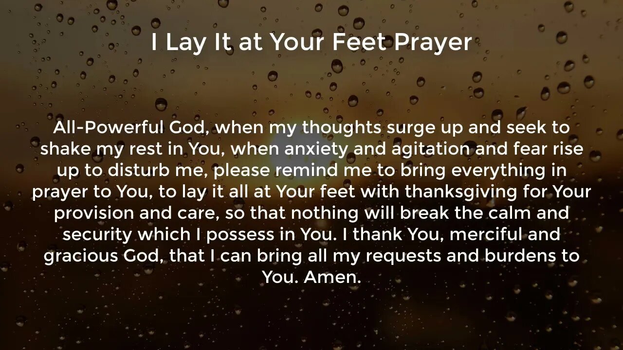 I Lay It at Your Feet Prayer (Prayer for Peace of Mind)