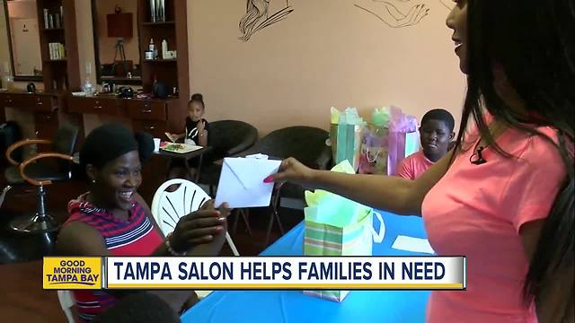 Tampa beauty salon owner helping moms, kids in need with haircuts and back-to-school supplies