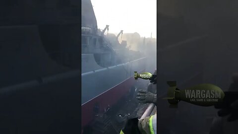 Damaged Russian landing ship Minsk after Sevastopol missile strike
