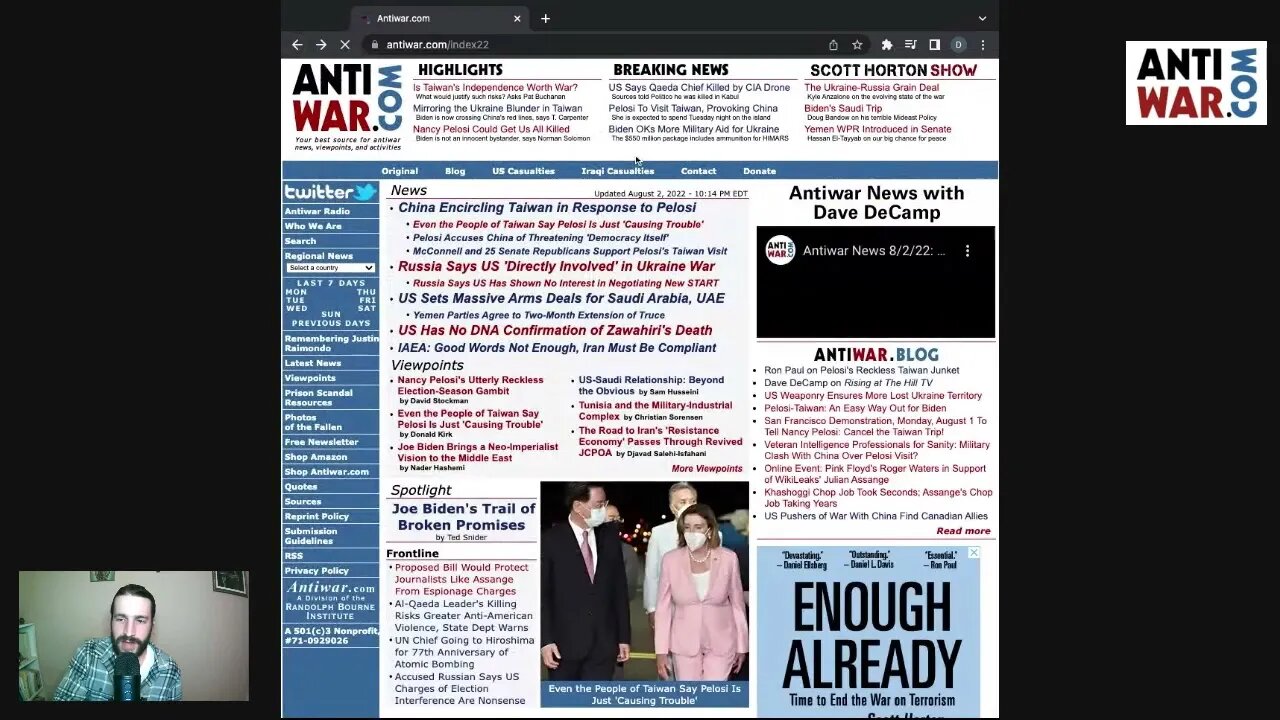 Antiwar News 8/3/22: China Responds to Pelosi Provocation, Yemen Truce Extended Two Months, and More