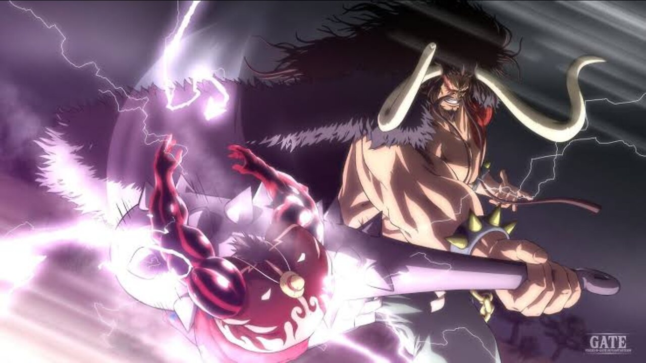 Emperor of the Sea Kaidou vs. Luffy.