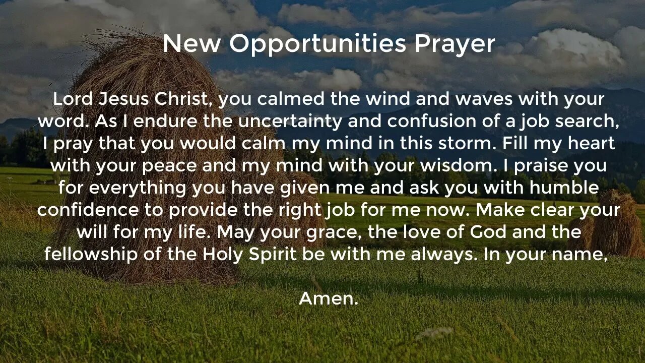 New Opportunities Prayer (Prayer for Job Seekers)