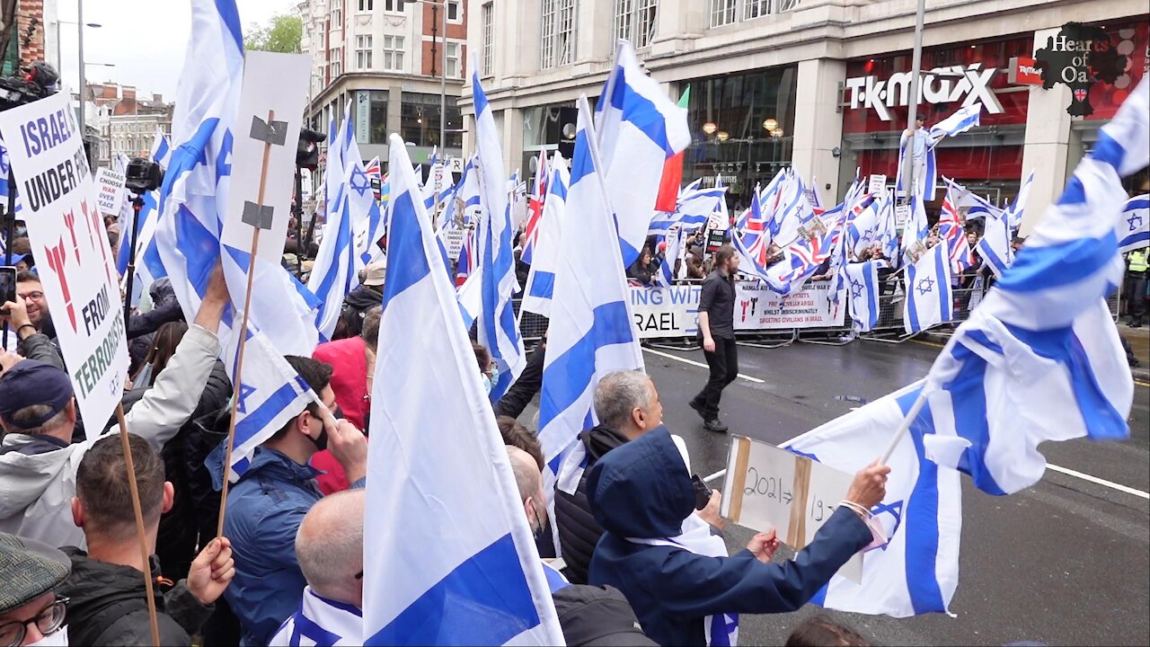 Solidarity With Israel Rally outside the Israeli Embassy in London with Tommy Robinson 23.5.21