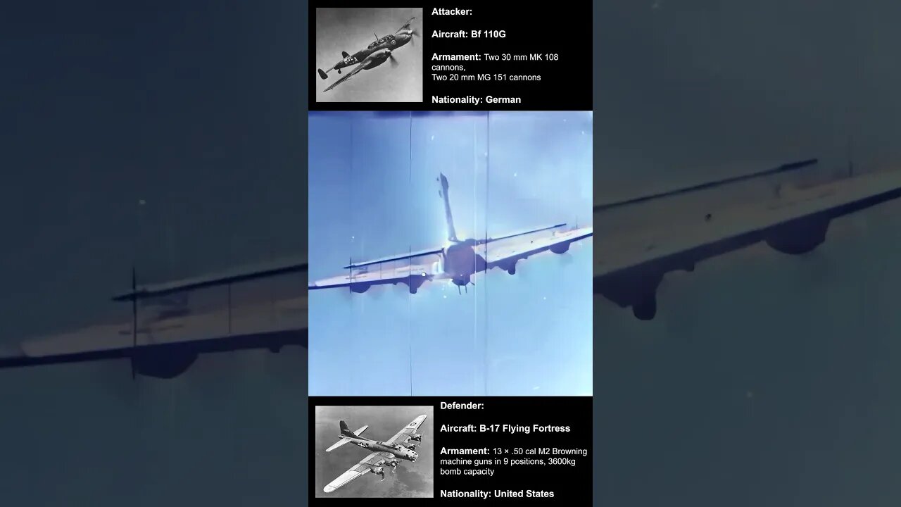WW2: B-17 Flying Fortress Takes Fire From a Bf 110 | 4k, 60fps, Colorized, Sound Design, AI Enhanced