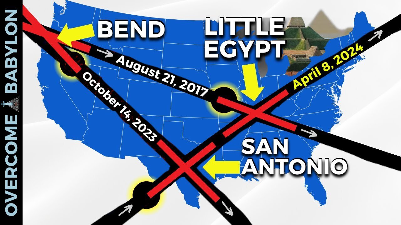 LA PROFEZIA DELL'ECLISSE SOLARE TOTALE DELL'8 APRILE 2024 CHE CI SARà SOLO IN AMERICA DOCUMENTARIO le traiettorie convergono in una zona dell'Illinois chiamata Little Egypt ma convergono pure nella città di San Antonio in Texas
