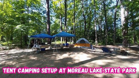 Tent camping setup at Moreau Lake State Park