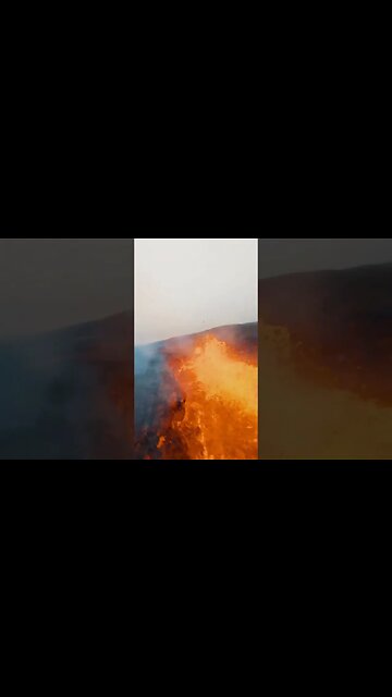 Unique footage taken from a drone right above an erupting volcano in Iceland
