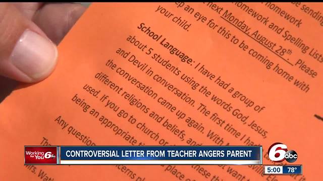 Letter from McCordsville 1st grade teacher: Keep "God, Jesus and Devil" out of class conversation