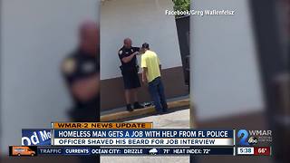 Homeless man gets job after shave from police officer