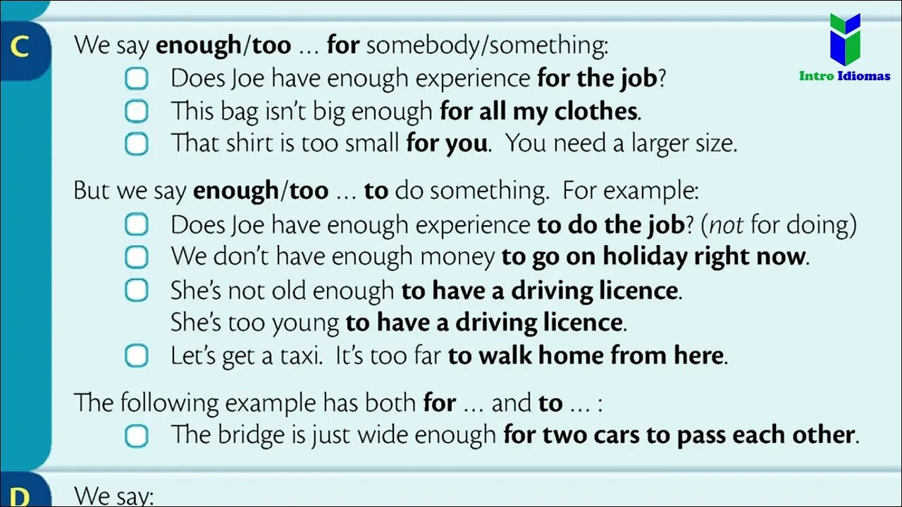 103 - ENOUGH and TOO - Unit 103 - ENGLISH GRAMMAR IN USE - Intermediate