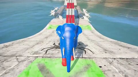 GTA $ 5 $ Gameplay $ Ragdolls $ Red $ Spiderman $ Horse $ On $ Spiderman $ Color $ Bridge $ Parkour