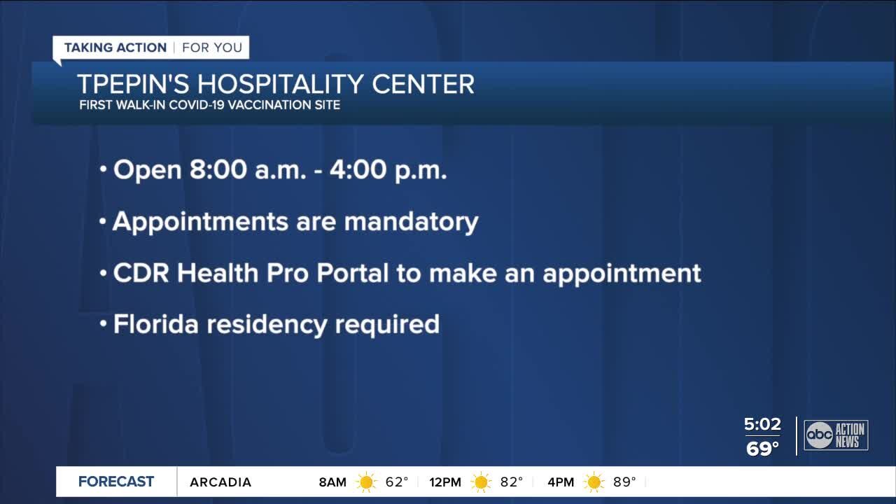 COVID-19 walk-in vaccination site opens in Hillsborough County