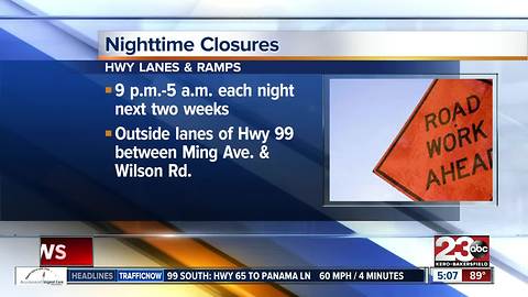 Nighttime road closures scheduled for the next two weeks