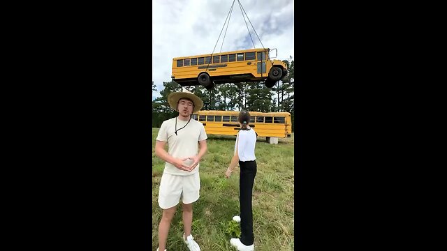 How many school buses we can stack