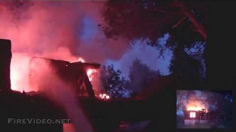 Helmet Cam catches House Fire Roof collapse!