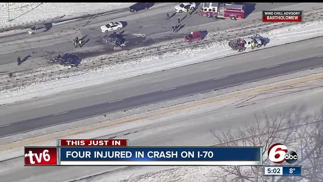 Four people hurt in two vehicle crash on I-70 in Hendricks County