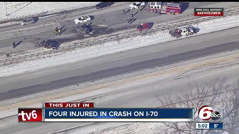 Four people hurt in two vehicle crash on I-70 in Hendricks County