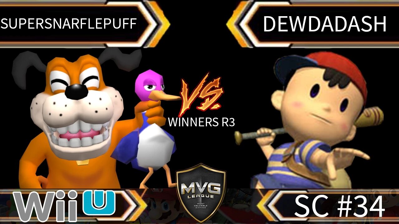 SuperSnarflepuff (Diddy Kong & Duck Hunt) vs DewDaDash (Ness & Sheik) SSB4 Winners R3 Smash Wii U