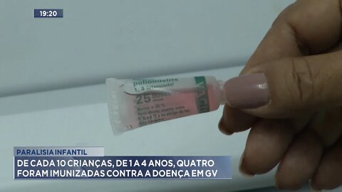 Paralisia Infantil: De cada 10 Crianças, de 1 a 4 anos, 4 foram Imunizadas contra a Doença em GV..