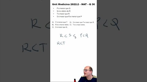 Vestibular Medicina UNIT 2022.2 Questão 36 #shorts