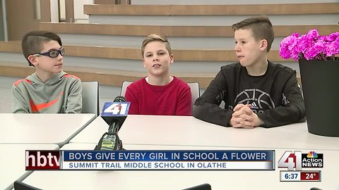 Olathe boys get Valentine's flower for every girl at school