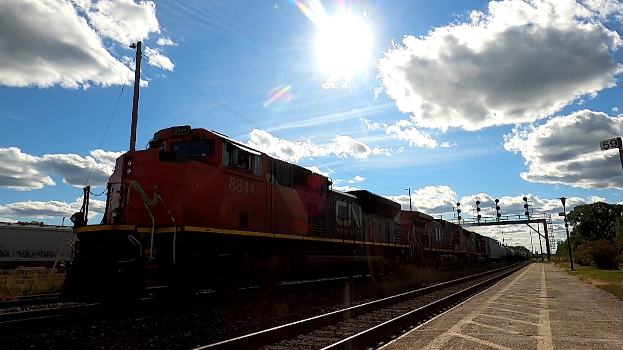 CN 8844 CN 2598 & CN 5710 Engines Manifest Train Eastbound On Strathroy Sub TRACK SIDE