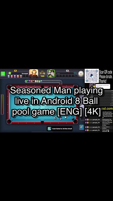 Seasoned Man playing live in Android 8 Ball pool game [ENG] [4K] 🎱🎱🎱 8 Ball Pool 🎱🎱🎱
