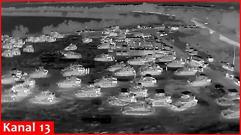 Footage of a large number of Israeli military vehicles entering Gaza