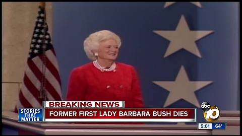 Former First Lady Barbara Bush dies